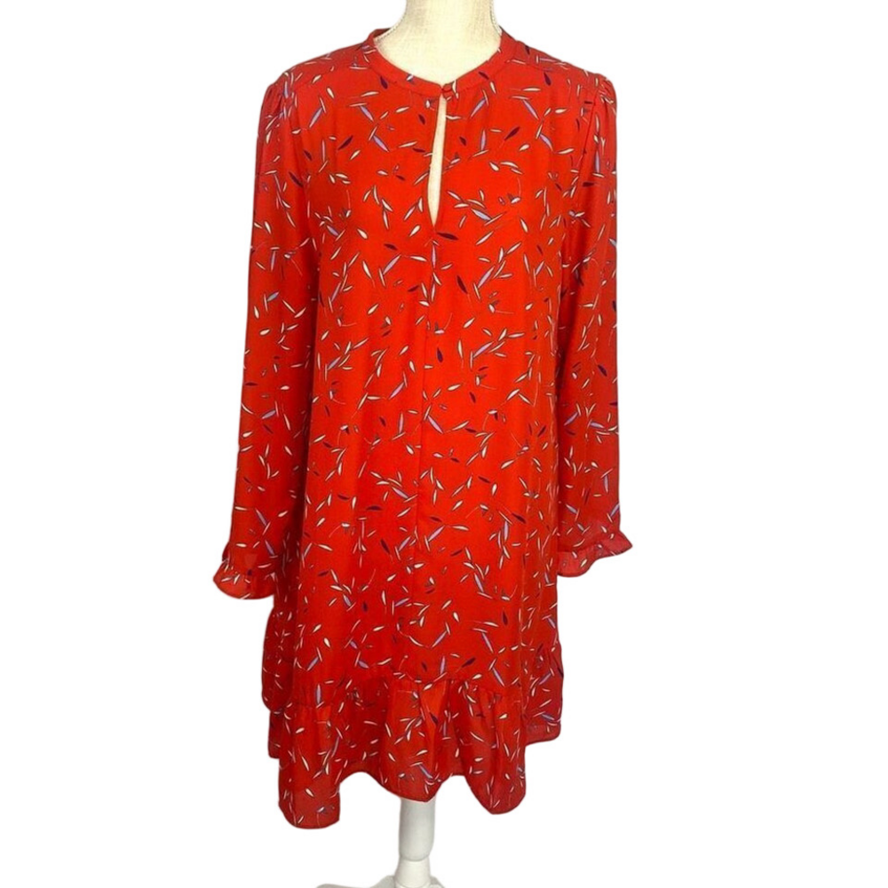 Banana Republic Factory Dress Red Ruffle Hem Swing Shift A-line Women’s Size L